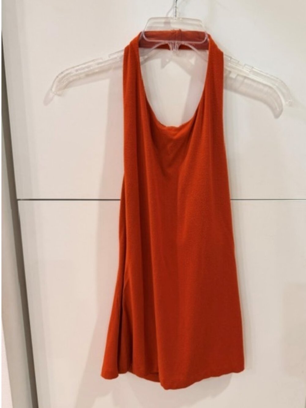 Sisley Made in Italy Halter Top Size Medium – Rust Orange Open Back Drape Top